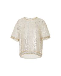 Ganni Metallic Embellished Georgette Top