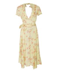 byTiMo Yellow Shiny Vintage Wrap Dress