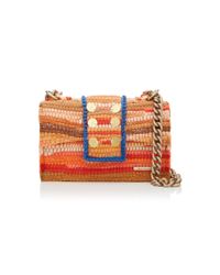Kooreloo Orange New Yorker Soho Fabric Shoulder Bag With Small Pom Poms