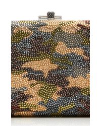 Judith Leiber Multicolor Camouflage Crystal Slim Clutch