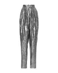 Michael Kors | Metallic Pleated Crushed Lamé Trouser | Lyst
