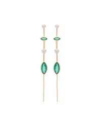 Zoe Chicco | Metallic Mixed Gemfields Emerald And Diamond Wire Earrings | Lyst