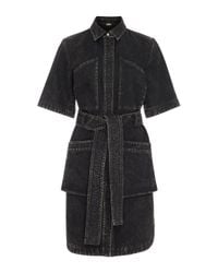 Adam Lippes | Black Short Sleeve Belted Dress | Lyst