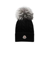 Moncler Fur Beanie With Pom Pom in 