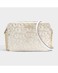 michael leather optic kors crossbody embossed metallic east flower bag west gold