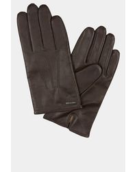 BOSS by HUGO BOSS Brown Leather Gloves for Men - Lyst