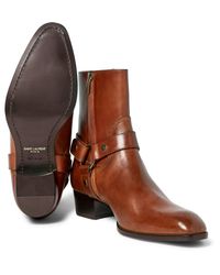 saint laurent wyatt harness boots brown