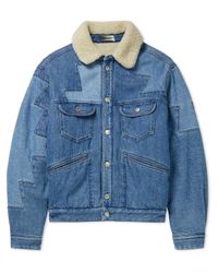 men shearling lined denim jacket