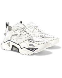 CALVIN KLEIN 205W39NYC Strike 205 Suede And Mesh Trainers in White for Men  - Lyst