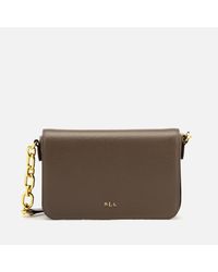 lauren ralph lauren tan leather carmen cross body bolsa