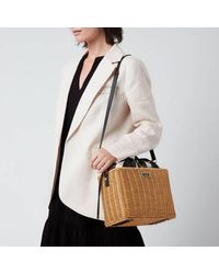 sam gingham wicker medium satchel