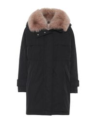 Moncler Black Lagopede Fur-trimmed Down Coat