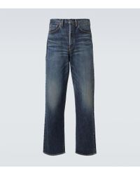 Visvim Men S Social Sculpture 01 Damaged-41 Jeans in Blue Visvim Men S Social Sculpture 01 Damaged-41 Jeans in Blue