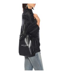 Saint Laurent Teddy Leather Bucket Bag In Nero Black Lyst