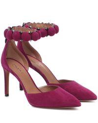 plum suede heels