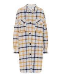 Isabel Marant Checked Wool-blend Coat Yellow - Lyst