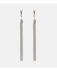 Saint Laurent Loulou Chain Tassel Earrings - White