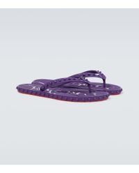 Christian Louboutin Loubi Cross Rubber Slides in Red for Men