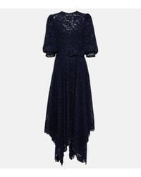 Costarellos Gossamer Lace Corset Dress in Blue