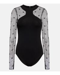 Givenchy 4g Jersey And Tulle Bodysuit - Black