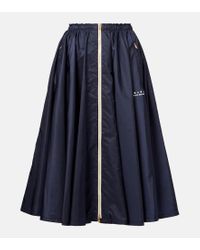 PRADA★Gabardine midi skirt ミディスカート★送料込 Prada Re-nylon Gabardine Wide Midi Skirt in Black | Lyst