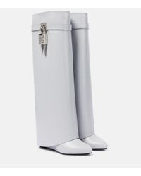 Givenchy Shark Lock Leather Knee-high Boots - Gray