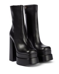 Botines Intrico de piel con plataforma Versace de Cuero de color Negro |  Lyst