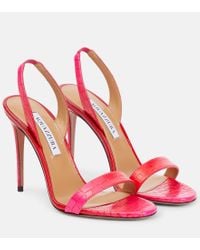 Aquazzura Fenix 105 Cutout Croc-effect Leather Pumps in