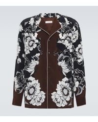 Valentino Floral Silk Pajama Shirt - Black