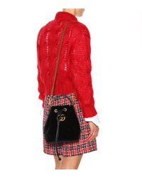 Gucci GG Marmont Velvet Bucket Bag in Black | Lyst