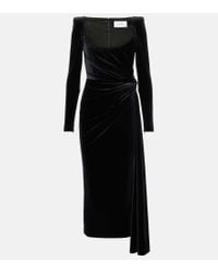 Alex Perry Mila Velvet Midi Dress in Black Lyst