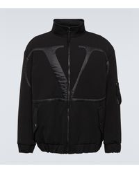 Valentino Moncler Vlogo Lacquered Nylon Padded Jacket in Black for