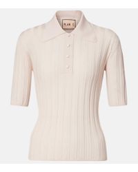 Sa Su Phi Silk Rib-Knit Polo Shirt in White | Lyst