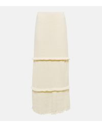 MM6 by Maison Martin Margiela Tiered Wool-blend Maxi Skirt - White