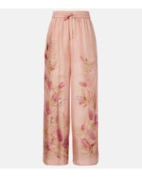 Zimmermann August Drawstring Wide-Leg Silk Pants | Lyst