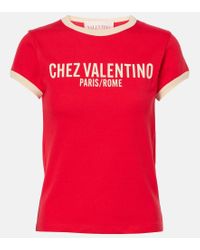 Valentino Vltn Print T-shirt in Red | Lyst