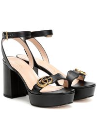 Sandalo con plateau e Doppia G di Gucci in Nero | Lyst