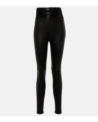 Alaïa Alaïa Leather Buckled leggings in Black