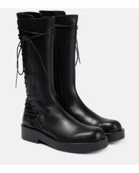Ann Demeulemeester Lace-up Leather Knee-high Boots - Black