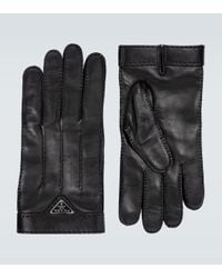 Prada Handschuhe aus Leder mit Logo in Black für Herren