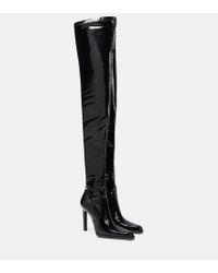 Saint Laurent Kiki Slouchy Suede Over-the-knee Boots in Brown | Lyst