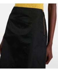PRADA★Gabardine midi skirt ミディスカート★送料込 Prada Re-nylon Gabardine Wide Midi Skirt in Black | Lyst