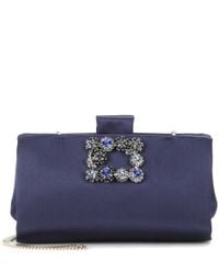 Roger Vivier Blue Soft Flowers Satin Clutch