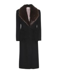 Thom Browne Black Fur-trimmed Cashmere Coat