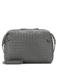 Bottega Veneta Gray Intrecciato Leather Shoulder Bag