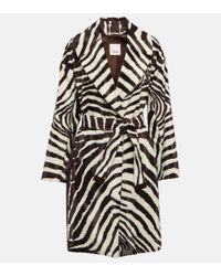 Max Mara Ricordo Zebra-print Cotton-blend Coat - Black