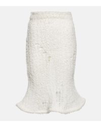 Acne Studios Distressed Wool-blend Midi Skirt - White