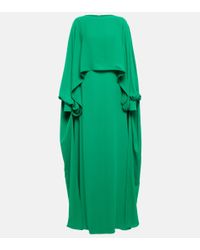 Valentino Cape-detail Silk Gown - Green