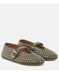 Alaïa Green Suede Ballet Flats