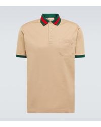 Gucci Snake And Bee Collar Polo Shirt in Blue for Men | Lyst